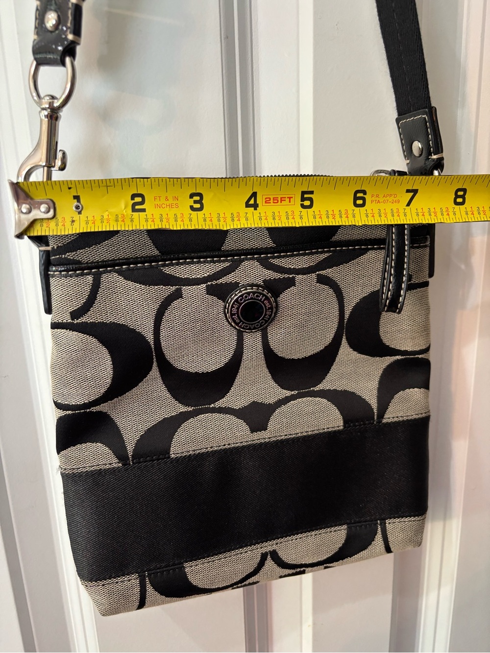 Coach Signature Monogram Canvas Crossbody Bag in Black / Gray Strap - EUC! - Picture 9 of 10
